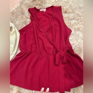 💐Pink Rose Faux Wrap Tank